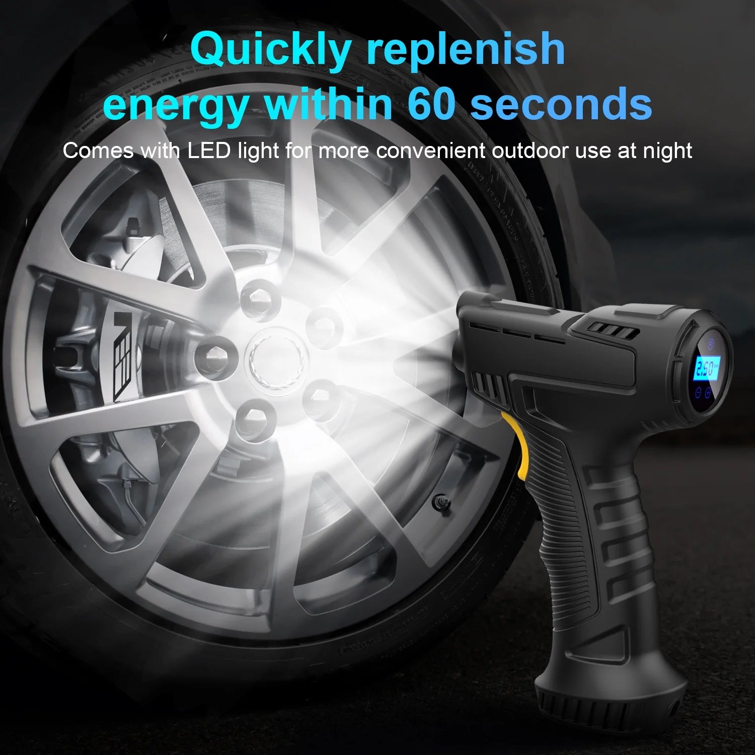 Posrue Tire Inflator Portable Air Compressor, 150PSI Portable Air Pump for Car Tires , Inflation Electric Air Pump with Digital Pressure Gauge for Car, Bike, Motorcycle, Ball